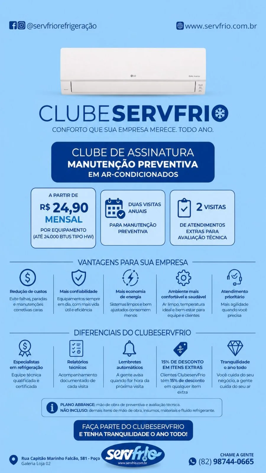 Clube ServFrio - assinatura de manutenção preventiva em ar-condicionados