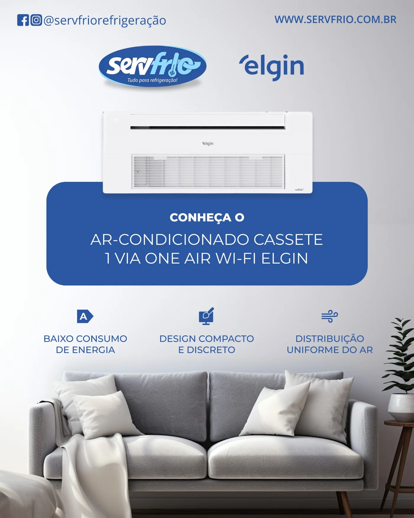 Ar-condicionado cassete One Air Wi-Fi Elgin