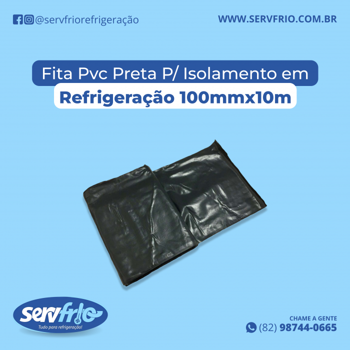 Fita Pvc Preta P/ Isolamento em Refrigeração 100mmx10m