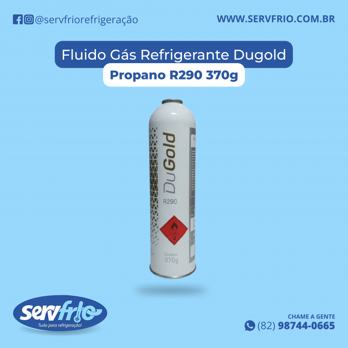 Fluido Gás Refrigerante Dugold Propano R290 370g