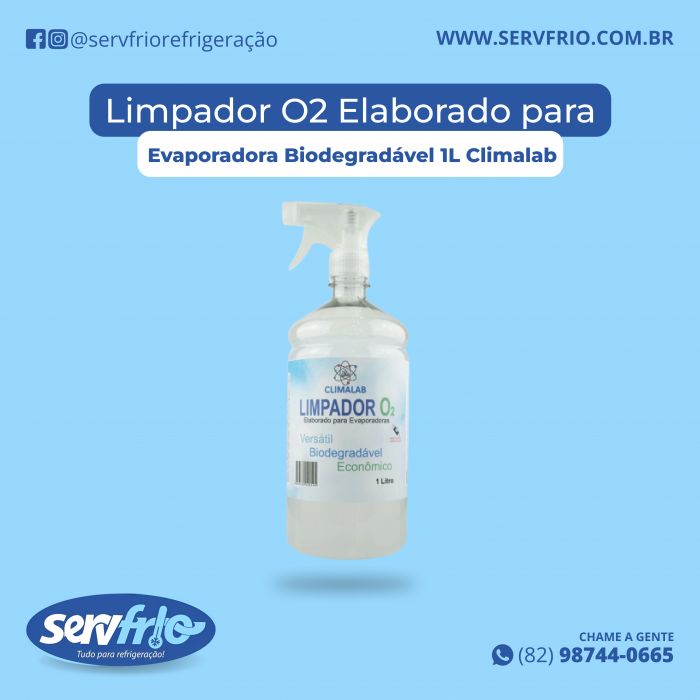 Limpador O2 Elaborado para Evaporadora Biodegradável 1L Climalab