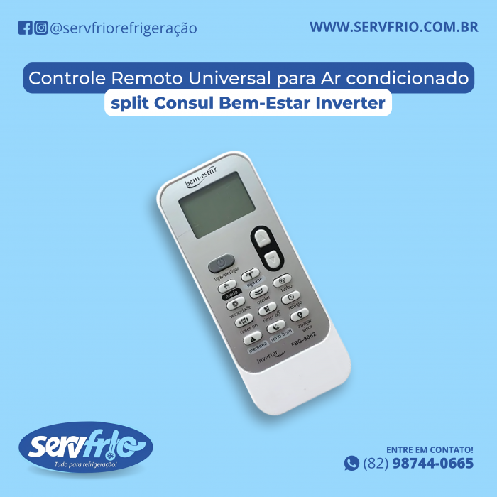 Controle Remoto Universal para Ar condicionado split Consul Bem-Estar Inveter