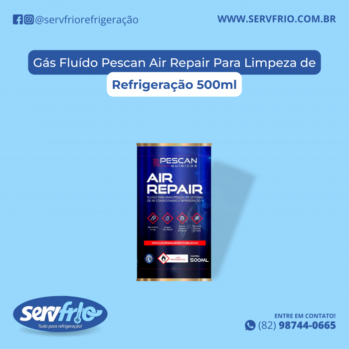 Gás Fluído Pescan Air Repair Para Limpeza de Refrigeração 500ml