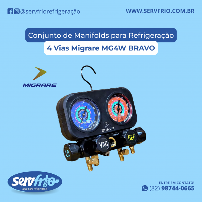 Conjunto de Manifolds para Refrigeração 4 Vias Migrare MG4W BRAVO