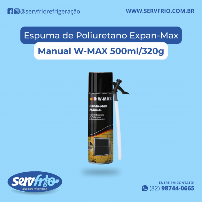 Espuma de Poliuretano Expan-Max Manual W-MAX 500ml/320g