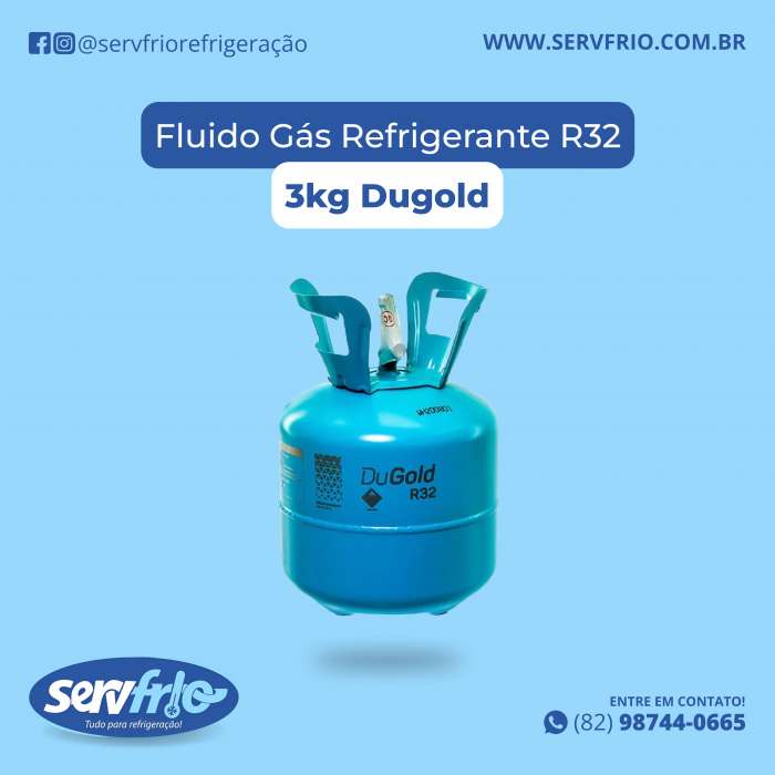 Fluido Gás Refrigerante R32 3kg DuGold