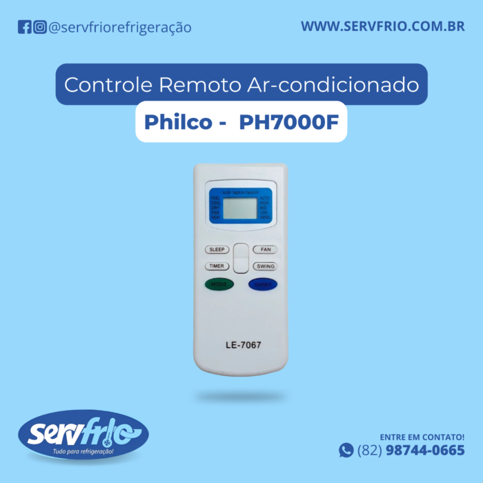 Controle Remoto para Ar-condicionado Philco Split -  PH7000F